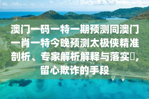 澳門一碼一特一期預(yù)測(cè)同澳門一肖一特今晚預(yù)測(cè)太極俠精準(zhǔn)剖析、專家解析解釋與落實(shí)?,留心欺詐的手段