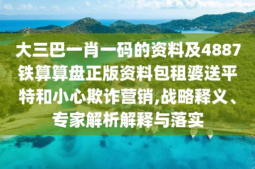 大三巴一肖一碼的資料及4887鐵算算盤正版資料包租婆送平特和小心欺詐營銷,戰(zhàn)略釋義、專家解析解釋與落實