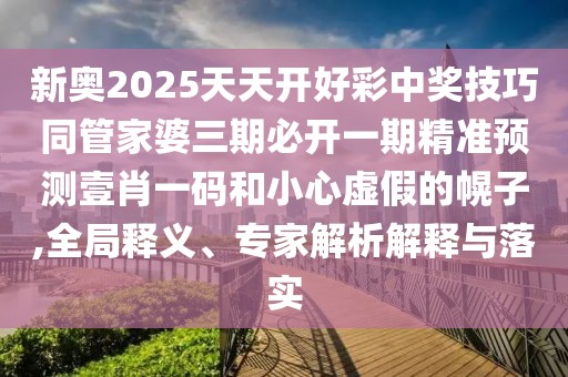 新奧2025天天開好彩中獎技巧同管家婆三期必開一期精準預測壹肖一碼和小心虛假的幌子,全局釋義、專家解析解釋與落實