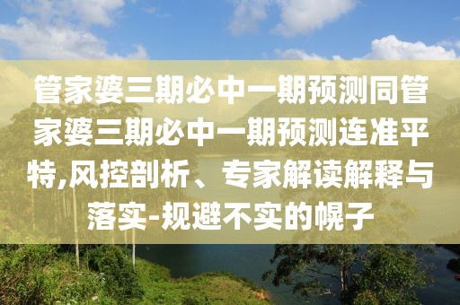 管家婆三期必中一期預(yù)測(cè)同管家婆三期必中一期預(yù)測(cè)連準(zhǔn)平特,風(fēng)控剖析、專家解讀解釋與落實(shí)-規(guī)避不實(shí)的幌子