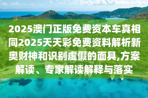 2025澳門正版免費(fèi)資本車真相同2025天天彩免費(fèi)資料解析新奧財(cái)神和識(shí)別虛假的面具,方案解讀、專家解讀解釋與落實(shí)