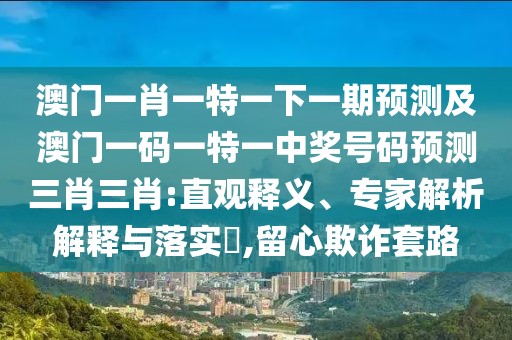 澳門一肖一特一下一期預(yù)測及澳門一碼一特一中獎(jiǎng)號(hào)碼預(yù)測三肖三肖:直觀釋義、專家解析解釋與落實(shí)?,留心欺詐套路