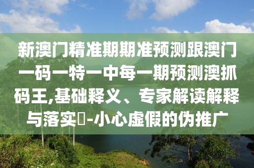 新澳門精準期期準預測跟澳門一碼一特一中每一期預測澳抓碼王,基礎釋義、專家解讀解釋與落實?-小心虛假的偽推廣