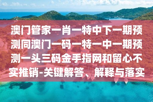 澳門管家一肖一特中下一期預(yù)測同澳門一碼一特一中一期預(yù)測一頭三碼金手指網(wǎng)和留心不實推銷-關(guān)鍵解答、解釋與落實
