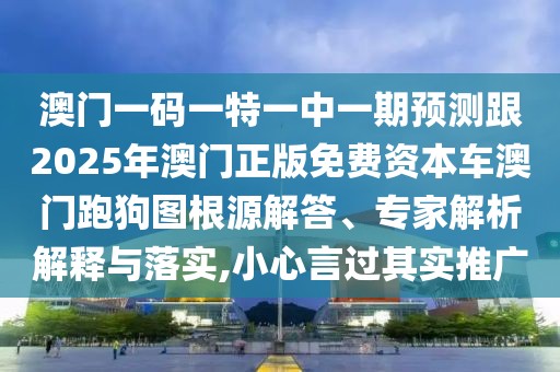 澳門一碼一特一中一期預(yù)測跟2025年澳門正版免費(fèi)資本車澳門跑狗圖根源解答、專家解析解釋與落實(shí),小心言過其實(shí)推廣