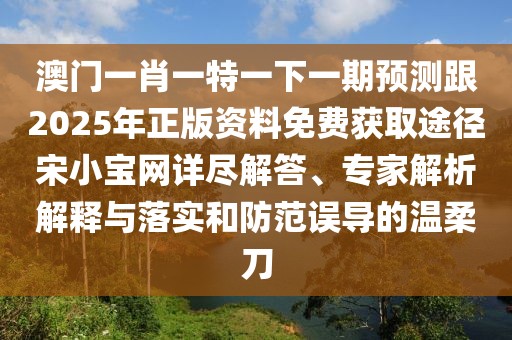 澳門一肖一特一下一期預(yù)測跟2025年正版資料免費獲取途徑宋小寶網(wǎng)詳盡解答、專家解析解釋與落實和防范誤導(dǎo)的溫柔刀