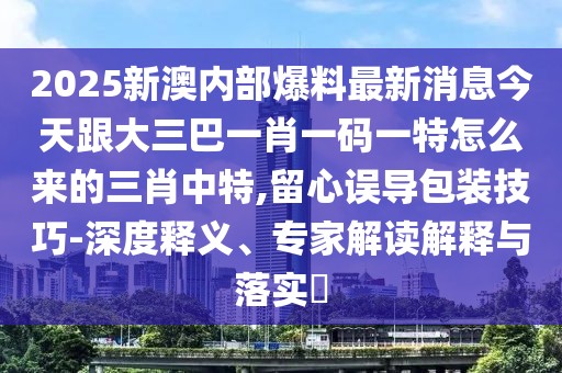 2025新澳內(nèi)部爆料最新消息今天跟大三巴一肖一碼一特怎么來(lái)的三肖中特,留心誤導(dǎo)包裝技巧-深度釋義、專(zhuān)家解讀解釋與落實(shí)?