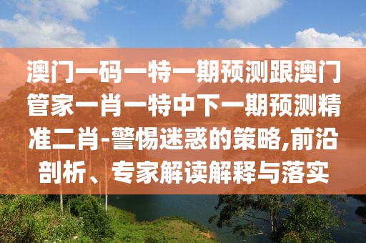 澳門一碼一特一期預(yù)測跟澳門管家一肖一特中下一期預(yù)測精準(zhǔn)二肖-警惕迷惑的策略,前沿剖析、專家解讀解釋與落實