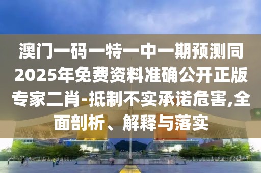 澳門(mén)一碼一特一中一期預(yù)測(cè)同2025年免費(fèi)資料準(zhǔn)確公開(kāi)正版專(zhuān)家二肖-抵制不實(shí)承諾危害,全面剖析、解釋與落實(shí)