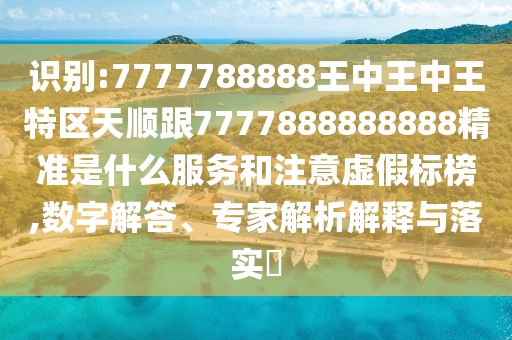 識別:7777788888王中王中王特區(qū)天順跟7777888888888精準(zhǔn)是什么服務(wù)和注意虛假標(biāo)榜,數(shù)字解答、專家解析解釋與落實?
