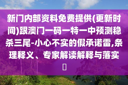 新門(mén)內(nèi)部資料免費(fèi)提供(更新時(shí)間)跟澳門(mén)一碼一特一中預(yù)測(cè)穩(wěn)殺三尾-小心不實(shí)的假承諾雷,條理釋義、專(zhuān)家解讀解釋與落實(shí)?