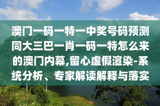 澳門一碼一特一中獎號碼預(yù)測同大三巴一肖一碼一特怎么來的澳門內(nèi)幕,留心虛假渲染-系統(tǒng)分析、專家解讀解釋與落實